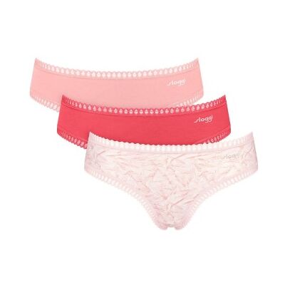 Sloggi 3P GO Crush Hipster Briefs Rot/Rosa Baumwolle XX-Large Damen Sloggi 3P GO Crush Hipster Briefs Rot/Rosa Baumwolle XX-Large Damen