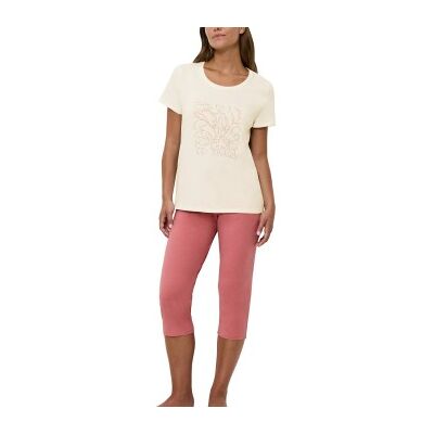 Triumph PK 02 Capri Pyjama Set Rosa/Beige Baumwolle 36 Damen Triumph PK 02 Capri Pyjama Set Rosa/Beige Baumwolle 36 Damen