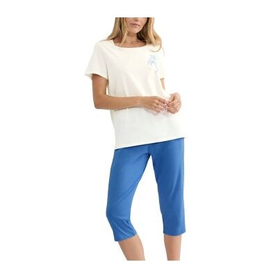 Triumph PK 02 Capri Pyjama Set Weiß/Blau Baumwolle 36 Damen Triumph PK 02 Capri Pyjama Set Weiß/Blau Baumwolle 36 Damen