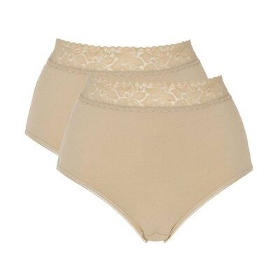 Damella 2P Maxi Brief With Lace Beige Baumwolle Small Damen Damella 2P Maxi Brief With Lace Beige Baumwolle Small Damen