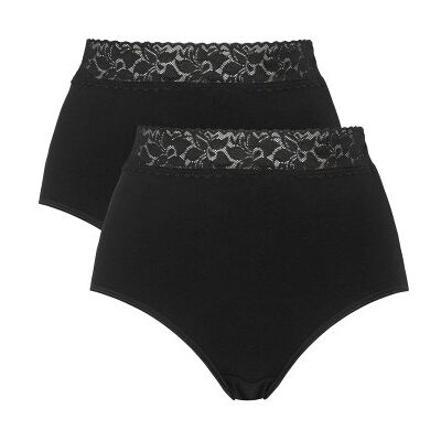 Damella 2P Maxi Brief With Lace Schwarz Baumwolle Small Damen Damella 2P Maxi Brief With Lace Schwarz Baumwolle Small Damen