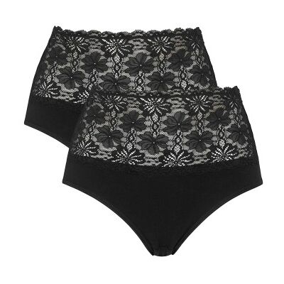 Damella 2P Lace Maxi Briefs Schwarz Baumwolle Small Damen Damella 2P Lace Maxi Briefs Schwarz Baumwolle Small Damen
