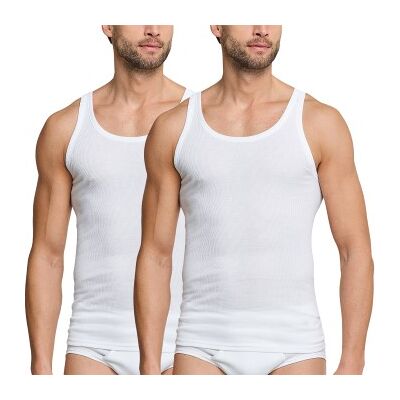 Schiesser 2P Essentials Double Rib Undershirts Weiß Baumwolle Large Herren Schiesser 2P Essentials Double Rib Undershirts Weiß Baumwolle Large Herren