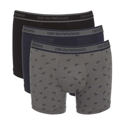 Emporio Armani Armani Cotton Knit Boxer 3P Schwarz/Grau Baumwolle Large Herren Emporio Armani Armani Cotton Knit Boxer 3P Schwarz/Grau Baumwolle Large Herren