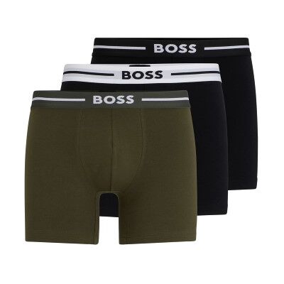 BOSS 3P Boxer Bold Brief Schwarz/Grün Baumwolle Medium Herren BOSS 3P Boxer Bold Brief Schwarz/Grün Baumwolle Medium Herren