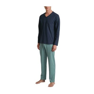 Calida Relax Imprint 3 Long Pyjama Blau/Grün Baumwolle Medium Herren Calida Relax Imprint 3 Long Pyjama Blau/Grün Baumwolle Medium Herren