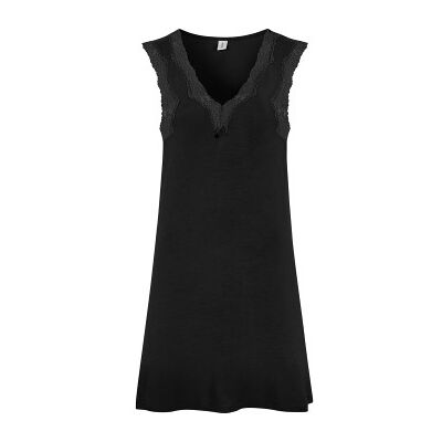 Damella Bamboo With Lace Nightdress Schwarz Bambus X-Large Damen Damella Bamboo With Lace Nightdress Schwarz Bambus X-Large Damen