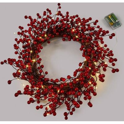 bonprix LED-Hängedeko Kranz mit Beeren - rot bonprix LED-Hängedeko Kranz mit Beeren - rot