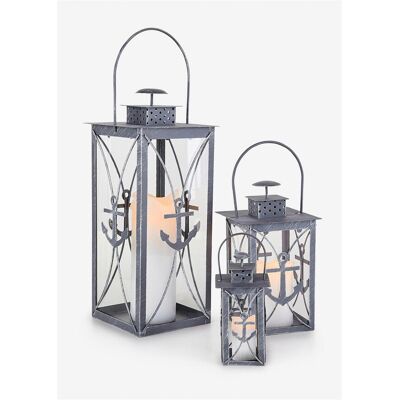 bonprix Laterne mit Anker (3-tlg.Set) - grau bonprix Laterne mit Anker (3-tlg.Set) - grau