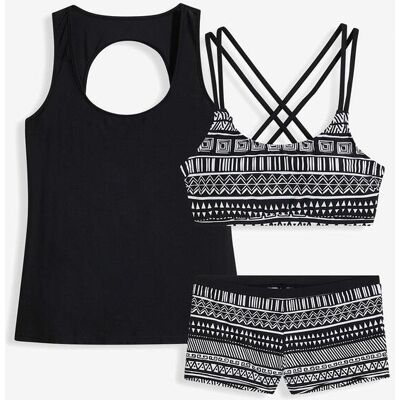 bonprix Tankini (3-tlg. Set) mit Bustier-Bikinioberteil - schwarz - Damen - Size: 46 bonprix Tankini (3-tlg. Set) mit Bustier-Bikinioberteil - schwarz - Damen - Size: 46