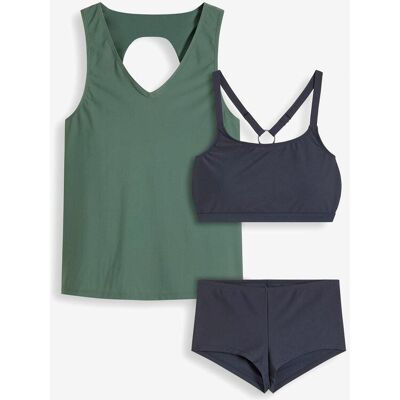 bonprix Tankini (3-tlg.Set) mit Bandeau-Bikinioberteil - grün - Damen - Size: 44 bonprix Tankini (3-tlg.Set) mit Bandeau-Bikinioberteil - grün - Damen - Size: 44