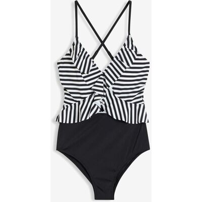 bonprix Badeanzug mit Cut Out und Volants - schwarz - Damen - Size: 40 bonprix Badeanzug mit Cut Out und Volants - schwarz - Damen - Size: 40