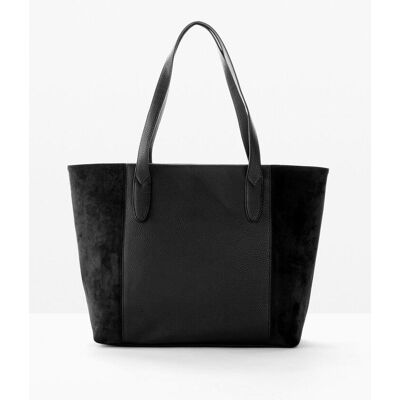 bonprix Großer Shopper im Materialmix - schwarz - Damen - Size: 0 bonprix Großer Shopper im Materialmix - schwarz - Damen - Size: 0