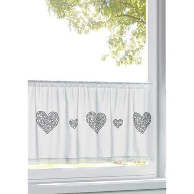 bonprix Bio Baumwoll Scheibengardine mit Herz Druck - weiß - Size: 6 (H/B: 60/150 cm) bonprix Bio Baumwoll Scheibengardine mit Herz Druck - weiß - Size: 6 (H/B: 60/150 cm)