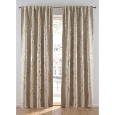 bonprix Abdunkelnder Vorhang mit Glanzdruck (1er Pack) - beige - Size: 4 (H/B: 245/130 cm) bonprix Abdunkelnder Vorhang mit Glanzdruck (1er Pack) - beige - Size: 4 (H/B: 245/130 cm)