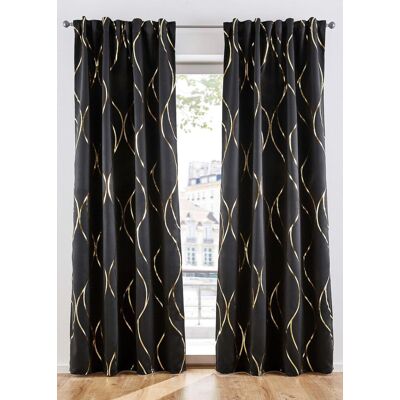 bonprix Abdunkelnder Vorhang mit Glanzdruck (1er Pack) - schwarz - Size: 1 (H/B: 145/130 cm) bonprix Abdunkelnder Vorhang mit Glanzdruck (1er Pack) - schwarz - Size: 1 (H/B: 145/130 cm)