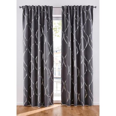 bonprix Abdunkelnder Vorhang mit Glanzdruck (1er Pack) - grau - Size: 1 (H/B: 145/130 cm) bonprix Abdunkelnder Vorhang mit Glanzdruck (1er Pack) - grau - Size: 1 (H/B: 145/130 cm)