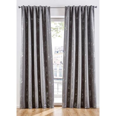 bonprix Abdunkelnder Vorhang mit Glanz Druck (1er Pack) - grau - Size: 2 (H/B: 175/135 cm) bonprix Abdunkelnder Vorhang mit Glanz Druck (1er Pack) - grau - Size: 2 (H/B: 175/135 cm)