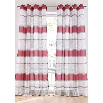 bonprix Transparente Gardine mit Querstreifen Druck (1er Pack) - rot - Size: 1 (H/B: 145/144 cm) bonprix Transparente Gardine mit Querstreifen Druck (1er Pack) - rot - Size: 1 (H/B: 145/144 cm)