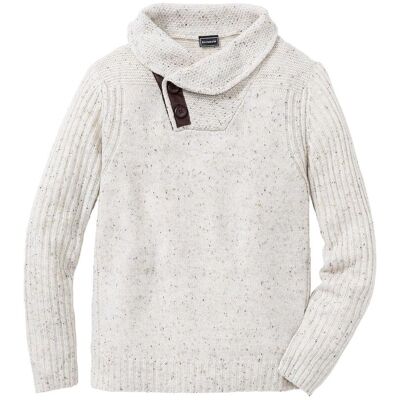 bonprix Grobstrick-Pullover mit Schalkragen - beige - Herren - Size: 44/46 (S) bonprix Grobstrick-Pullover mit Schalkragen - beige - Herren - Size: 44/46 (S)
