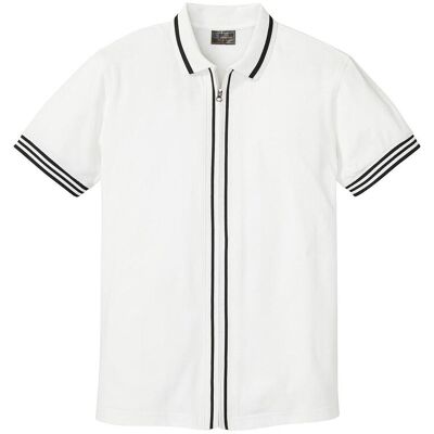 bonprix Piqué-Poloshirt mit Reißverschluss aus reiner Baumwolle - weiß - Herren - Size: 56/58 (XL) bonprix Piqué-Poloshirt mit Reißverschluss aus reiner Baumwolle - weiß - Herren - Size: 56/58 (XL)