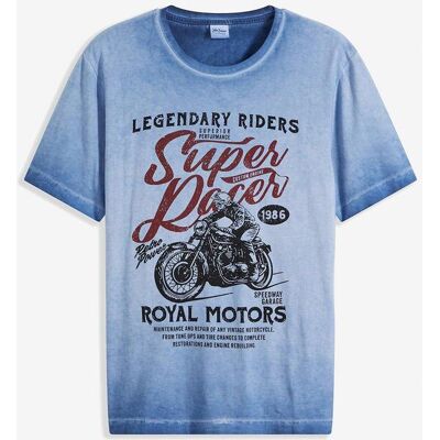 bonprix T-Shirt aus Bio-Baumwolle in gewaschener Optik - blau - Herren - Size: 52/54 (L) bonprix T-Shirt aus Bio-Baumwolle in gewaschener Optik - blau - Herren - Size: 52/54 (L)