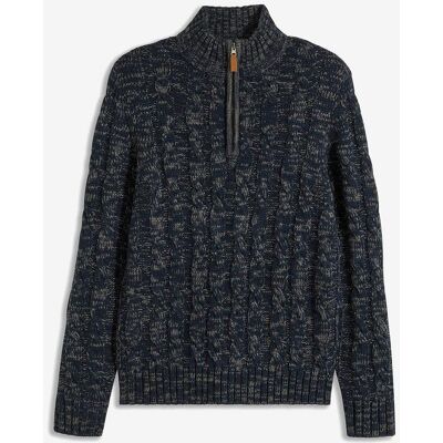 bonprix Melierter Troyer mit Zopfmuster - blau - Herren - Size: 56/58 (XL) bonprix Melierter Troyer mit Zopfmuster - blau - Herren - Size: 56/58 (XL)