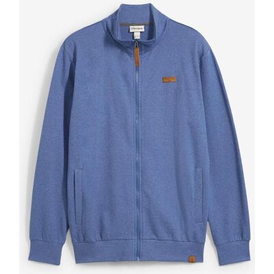 bonprix Stehkragen-Sweatjacke mit Lederimitat-Details - blau - Herren - Size: 60/62 (XXL) bonprix Stehkragen-Sweatjacke mit Lederimitat-Details - blau - Herren - Size: 60/62 (XXL)