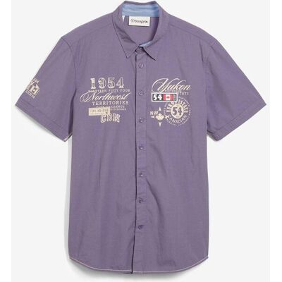 bonprix Kurzarmhemd mit Druck - lila - Herren - Size: 45/46 (XXL) bonprix Kurzarmhemd mit Druck - lila - Herren - Size: 45/46 (XXL)