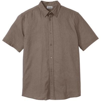 bonprix Kurzarmhemd aus Leinen-Mix in Regular Fit - braun - Herren - Size: 39/40 (M) bonprix Kurzarmhemd aus Leinen-Mix in Regular Fit - braun - Herren - Size: 39/40 (M)