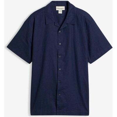 bonprix Kurzarmhemd aus Leinen-Mix in Loose Fit - blau - Herren - Size: 41/42 (L) bonprix Kurzarmhemd aus Leinen-Mix in Loose Fit - blau - Herren - Size: 41/42 (L)