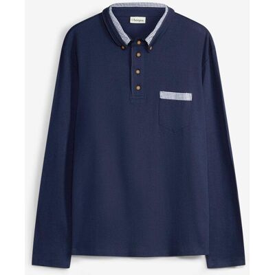 bonprix Poloshirt aus reiner Baumwolle mit karierten Details - blau - Herren - Size: 56/58 (XL) bonprix Poloshirt aus reiner Baumwolle mit karierten Details - blau - Herren - Size: 56/58 (XL)
