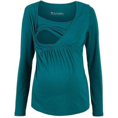 bonprix 2-in-1 Umstands- und Stillshirt aus Bio-Baumwolle - petrol - Damen - Size: 48/50 (XL) bonprix 2-in-1 Umstands- und Stillshirt aus Bio-Baumwolle - petrol - Damen - Size: 48/50 (XL)