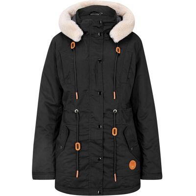 bonprix Wattierter Parka mit Fellimitat-Besatz - schwarz - Damen - Size: 46 bonprix Wattierter Parka mit Fellimitat-Besatz - schwarz - Damen - Size: 46