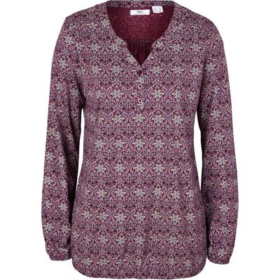 bonprix Bedrucktes Langarmshirt mit Henley-Kragen - lila - Damen - Size: 52/54 (XXL) bonprix Bedrucktes Langarmshirt mit Henley-Kragen - lila - Damen - Size: 52/54 (XXL)