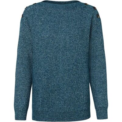 bonprix Pullover mit Knöpfen - petrol - Damen - Size: 44/46 (L) bonprix Pullover mit Knöpfen - petrol - Damen - Size: 44/46 (L)