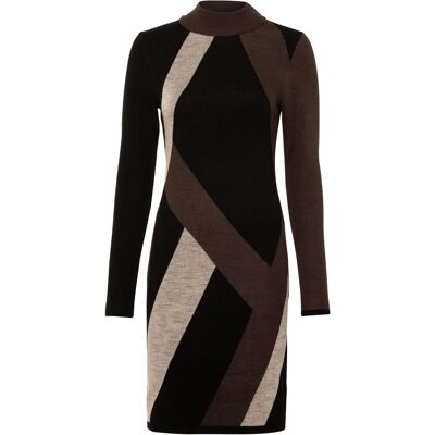 bonprix Jacquard-Strickkleid mit modernen Streifen - schwarz - Damen - Size: 44/46 (L) bonprix Jacquard-Strickkleid mit modernen Streifen - schwarz - Damen - Size: 44/46 (L)