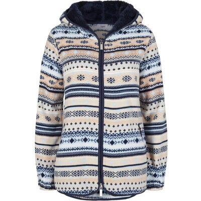 bonprix Kapuzen-Fleecejacke mit Norweger-Muster - beige - Damen - Size: 56/58 (3XL) bonprix Kapuzen-Fleecejacke mit Norweger-Muster - beige - Damen - Size: 56/58 (3XL)