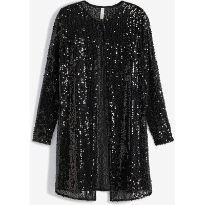 bonprix Pailletten- Mantel - schwarz - Damen - Size: 52/54 (XXL) bonprix Pailletten- Mantel - schwarz - Damen - Size: 52/54 (XXL)