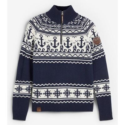 bonprix Maritimer Norweger-Pullover - blau - Damen - Size: 52/54 (XXL) bonprix Maritimer Norweger-Pullover - blau - Damen - Size: 52/54 (XXL)