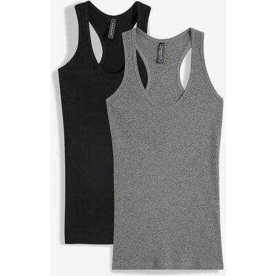 bonprix 2er-Pack Ripp-Tanktop - schwarz - Damen - Size: 52/54 (XXL) bonprix 2er-Pack Ripp-Tanktop - schwarz - Damen - Size: 52/54 (XXL)