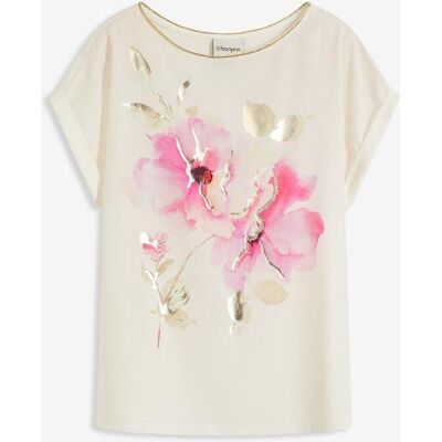 bonprix Shirt mit Webeinsatz - weiß - Damen - Size: 48/50 (XL) bonprix Shirt mit Webeinsatz - weiß - Damen - Size: 48/50 (XL)