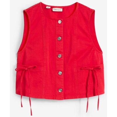 bonprix Twill-Weste aus elastischem Bio-Baumwoll-Mix - rot - Damen - Size: 44 bonprix Twill-Weste aus elastischem Bio-Baumwoll-Mix - rot - Damen - Size: 44