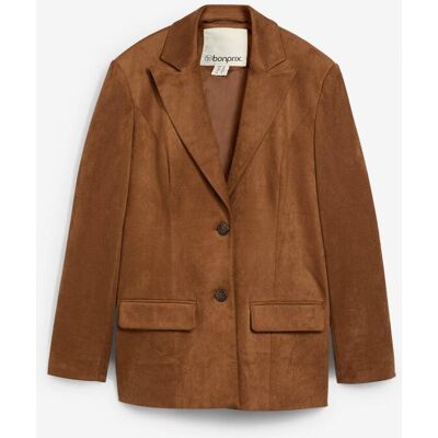 bonprix Blazer in Velourslederimitat - braun - Damen - Size: 36 bonprix Blazer in Velourslederimitat - braun - Damen - Size: 36