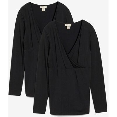 bonprix 2-in-1 Umstandsshirts und Stillshirts aus Bio-Baumwolle (2er Pack) - schwarz - Damen - Size: 52/54 (XXL) bonprix 2-in-1 Umstandsshirts und Stillshirts aus Bio-Baumwolle (2er Pack) - schwarz - Damen - Size: 52/54 (XXL)