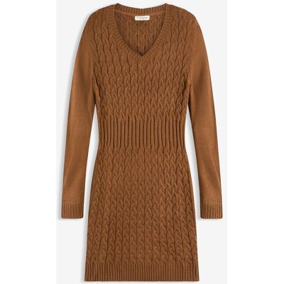 bonprix Strickkleid mit Zopfmuster - braun - Damen - Size: 48/50 (XL) bonprix Strickkleid mit Zopfmuster - braun - Damen - Size: 48/50 (XL)
