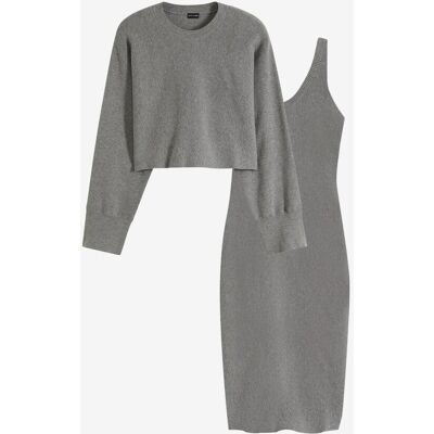 bonprix Gestricktes Kleiderset (2-tlg. Set) - grau - Damen - Size: 36/38 (S) bonprix Gestricktes Kleiderset (2-tlg. Set) - grau - Damen - Size: 36/38 (S)