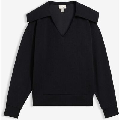 bonprix Sweatshirt mit breitem Kragen aus Viskose-Mix - schwarz - Damen - Size: 36/38 (S) bonprix Sweatshirt mit breitem Kragen aus Viskose-Mix - schwarz - Damen - Size: 36/38 (S)