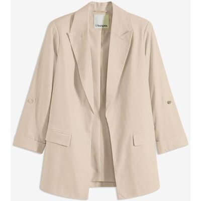bonprix Blazer aus Leinen-Mix - beige - Damen - Size: 36 bonprix Blazer aus Leinen-Mix - beige - Damen - Size: 36