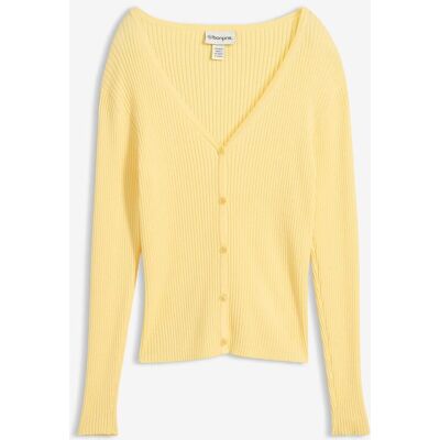 bonprix Feinstrick Cardigan mit Viskose - gelb - Damen - Size: 52/54 (XXL) bonprix Feinstrick Cardigan mit Viskose - gelb - Damen - Size: 52/54 (XXL)